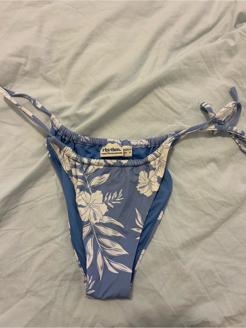 Rhythm. Light Blue Floral Tie-Side Bikini Bottom